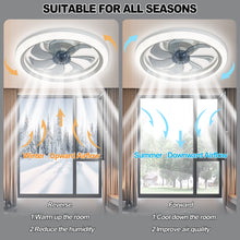 LISUNAR Ceiling Fans with Lights and Remote,20" Low Profile Ceiling Fan with Light,Dimmable LED Smart Ceiling Fan,Modern Flush Mount Fan Light,Bladeless Ceiling Fans for Bedroom,Living Room-White