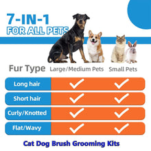 DXIMRX 7 Pcs Cat Dog Brush Grooming Kits, Best Combo Brush for Dogs Cats, Blue