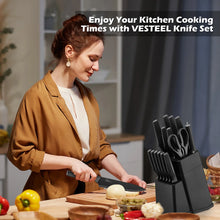 Vesteel Knife Block Set for Kitchen, 15-Piece High Carbon Stainless Steel Knives Set with Ergonomic Handle, Ultra-sharp & Rust Resistant