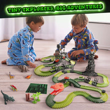 USA Toyz Dinosaur Dash Track 6 Dinosaurs LED Dino Car STEM Set Toy 225 Piece Tracks for Kids Ages 3+