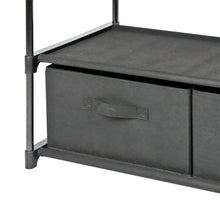 Mainstays 4 Shelf Closet Storage Organizer for Clothes with 2 Fabric Bins, Black, Metal Frame