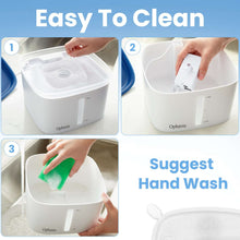 Ophanie 95oz/2.8L Pet Fountain with Anti-slip Mat & Replacement Filters, Automatic Cat Water Fountain Dog Water Dispenser, White & Blue