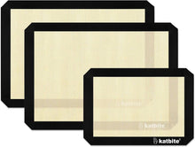 Katbite Silicone Baking Mat 3PCS 11.6 in x 16.5 in Reusable & Nonstick Bakeware Mats,Black