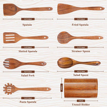 VAVSEA Thick Wooden Spoons for Cooking, 8 Pcs Natural Wooden Utensil for Cooking with Non-Stick, Heat Resistant, Wood Kitchen Utensil Set