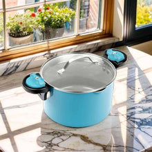 Gotham Steel 5 Qt Nonstick Pasta Pot with Strainer Lid & Twist and Lock Handles, Multipurpose Stock Pot, Dishwasher Safe, Aqua Blue - Brands For Less USA
