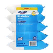 Equate Flushable Wet Wipes, Fresh Scent, 240 Wipes (5 Pack), Compare to Cottonelle