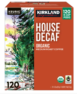Kirkland Signature Coffee Organic House Decaf K-Cup Pod, 120-count