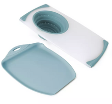 Dexas 2-Pack Over the Sink Strainer and Chop & Scoop Cutting Board, Choose Color