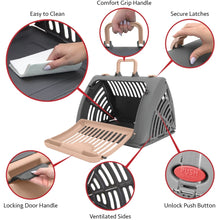 Sport Pet Designs Cat Carrier, Foldable Plastic, Medium, 25 lb Limit, Gray, 15.25" L x 18.5" W x 14.25" H