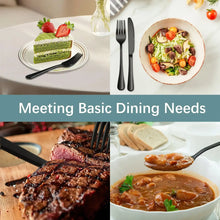 Bluebow Black Silverware Set with Steak Knives, Flatware Cutlery Set for 4, Food-Grade Stainless Steel Kitchen Tableware Set