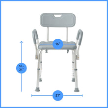 Medline Bath Chair and Shower Chair with Back and Armrests for Elderly, 13.5-In Seat, 350 lb Weight Capacity, Gray - Brands For Less USA