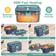 Livhil Electric Lunch Box Food Heater, Portable Food Warmer, Hot Lunch Warmer Heated Lunch Box for Adults, 60W 1.8L 12V-24V 110V Stainless Steel Container Portable Food Heater (Green+Royal Blue) - Brands For Less USA