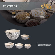 Thyme & Table, 5-Piece Ceramic Mixing Bowl and Measuring Bowl Set, Dot Pattern