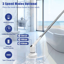 SZRSTH Electric Spin Scrubber, 450RPM Cordless Power Scrubber with Adjustable Handle 8 Heads Shower Cleaning Brush for Bathroom Floor