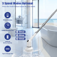 SZRSTH Electric Spin Scrubber, 450RPM Cordless Power Scrubber with Adjustable Handle 8 Heads Shower Cleaning Brush for Bathroom Floor