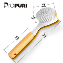 propuri Dish Brush Set with Bamboo Handle, Kitchen Scrub Brush,3 Pack Yellow White Black - Brands For Less USA