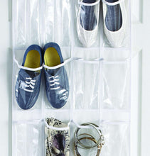 Mainstays 24 Pocket Clear Over the Door Non Woven Closet Shoe Organizer Shelf - Arctic White