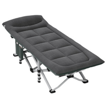 Portable Camping Cot for Adults, Comfortable Folding Bed with Cushion and Pillow, 450 lbs Capacity, for Outdoor Camping and Indoor Use (Dark Gray)
