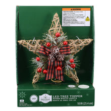 Gold Star Battery Operated LED Christmas Tree Topper, 10", Holiday Time