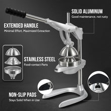 Sopito Manual Juicer Press, Effortless Cast Iron Juicer Professional Safety Stainless Steel Hand Press Juicer for Fresh Lemon, Lime, Orange & Pomegranate,Easy to Clean with Brusher