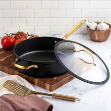 Thyme & Table Non-Stick 5 Quart Signature Sauté Pan with Glass Lid, Black & Gold - Brands For Less USA