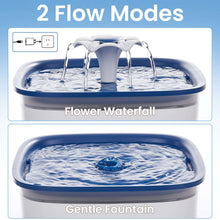 Ophanie 95oz/2.8L Pet Fountain with Anti-slip Mat & Replacement Filters, Automatic Cat Water Fountain Dog Water Dispenser, White & Blue