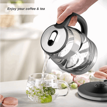 Electric Kettle, 1.7L Glass Boiler Electric Tea Kettle with Blue LED Indicator Light, Silver