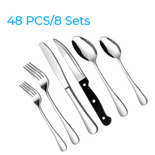 48-Pieces Silverware Set for 8, Stainless Steel Flatware Cutlery Utensil Set forks and Spoons, Kitchen Tableware Set