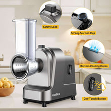 VAVSEA 5-in-1 Electric Cheese Grater, 400W Electric Cheese Shredder with 5 Stainless Blades, Salad Maker with One-Touch Control for Cheese, Vegetables and Fruits, Gifts for Christmas