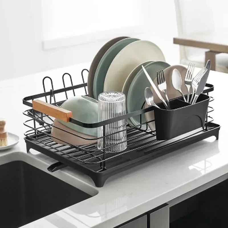 Member'S Mark Modern Dish Rack with Utensil Caddy and Glassware Holder ...