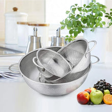 VeSteel Colander Set of 3, Stainless Steel Micro-Perforated Colanders Strainers for Draining Rinsing Washing, Ideal for Pasta Vegetables Fruits, Heavy Duty & Dishwasher Safe