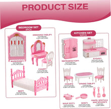 Dollhouse Furniture Set Accessories,Small Dollhouse Miniature Pretend Play Family Toys Gift,Toddler Boy Girl Kid 3Y+ Mini Bedroom/Livingroom/Bathroom/Kitchen