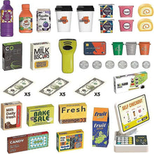 Adofi 46PCS Cash Register for Kids, Kids Pretend Play Toys with Scanner, Shopping Cart, Calculator, Play Food, Toddler Toys for Boys Girls, Toys for Girls 3 6 Years, Kids Toys Cash Register-Yellow