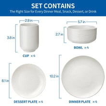 TINANA Porcelain Dinnerware Set, 16 PCS Stoneware, White Round Dish Set for 4, Plates and Bowls Sets for Dessert, Salad, Soup, Pasta - Brands For Less USA