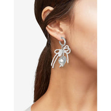 No Boundaries Silver-Tone Hoop Earrings with Heart and Bow Charms, 1-Pair, Women’s - Brands For Less USA