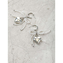 No Boundaries Silver-Tone Hoop Earrings with Heart and Bow Charms, 1-Pair, Women’s - Brands For Less USA