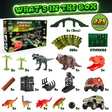USA Toyz Dinosaur Dash Track 6 Dinosaurs LED Dino Car STEM Set Toy 225 Piece Tracks for Kids Ages 3+