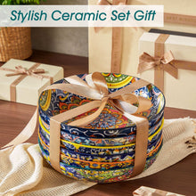 Malacasa Pasta Bowls, Ceramic Salad Bowls Set of 6, 42 oz Large Corlorful Serving Bowls for Kitchen, Dishwasher Microwave Safe Soup Bowls Set, Pasta Plates