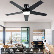 Ceiling Fans with Lights, 48 inch Low Profile Ceiling Fan with Light and Remote Control, Flush Mount, Reversible Motor, Dimmable, Noiseless, White Ceiling Fan for Bedroom, Indoor/Outdoor Use