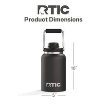 RTIC Half Gallon Ceramic Lined Insulated Outback Water Bottle Jug, Leak Proof, Black - Brands For Less USA
