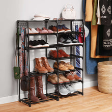 Mainstays Black 7-Tier Shoe Rack with Space-Saving Design, Holds 21 Pairs