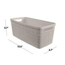 Curver Jute Narrow Beige Plastic Decorative Storage Basket, 13.6 in x 6.7 in x 5.7 in