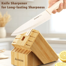 Astercook Knife Set, 17 Pieces Kitchen Knife Sets with Anti-Rust Coating & Built-in Sharpener, High Carbon German Stainless Steel Knives Block Sets, Dishwasher Safe, Perfect Holiday Gifts for Kitchen