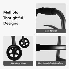 MaxKare Folding Walker with Wheels, 8 Levels Adjustable Height 30.5"-37.5", 300lbs Weight Capacity, Lightweight, for Senior, Black - Brands For Less USA