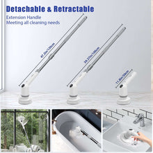 SZRSTH Electric Spin Scrubber, 450RPM Cordless Power Scrubber with Adjustable Handle 8 Heads Shower Cleaning Brush for Bathroom Floor