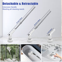 SZRSTH Electric Spin Scrubber, 450RPM Cordless Power Scrubber with Adjustable Handle 8 Heads Shower Cleaning Brush for Bathroom Floor