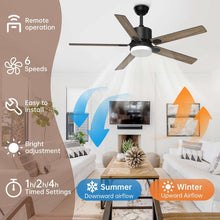 SKEVEN 52 ''Ceiling Fan with Light and Remote, Ceiling Fan 6-Speed Reversible DC Motor, Suitable for Outdoor Terraces, Bedrooms