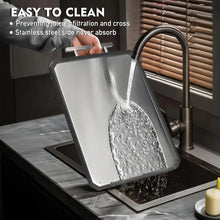 Double-Sided Cutting Board, AOKIWO Large Cutting Boards with Handle & Knife Protector finger guard，Non toxic Stainless Steel Wheat straw PP Chopping Board for Kitchen meat and vegetables-16 * 11 Inch