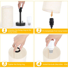 HadinEEon Bedside Table Lamp, Fully Dimmable Lamp with USB C&A Fast Charging Port, AC Outlet, Lamp with Linen Fabric Shade and Black Base for Bedroom Living Room, Office, Dorm