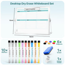 Marsrock Sale 17"×13"Green Desktop Double-Sided Dry Erase Whiteboard with Stand,10Markers,6Magnets,1Eraser,Great for Home,School&Office Planning